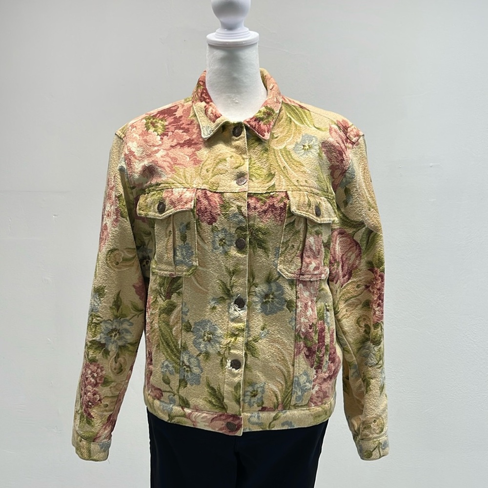 Vintage Carol Antone Floral Jean Jacket - Size Large